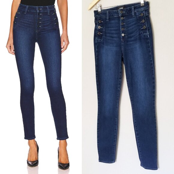 Paige Emmie Ankle High Rise Button Front Skinny Jeans in Model Denim 27 $249 - Picture 4 of 16